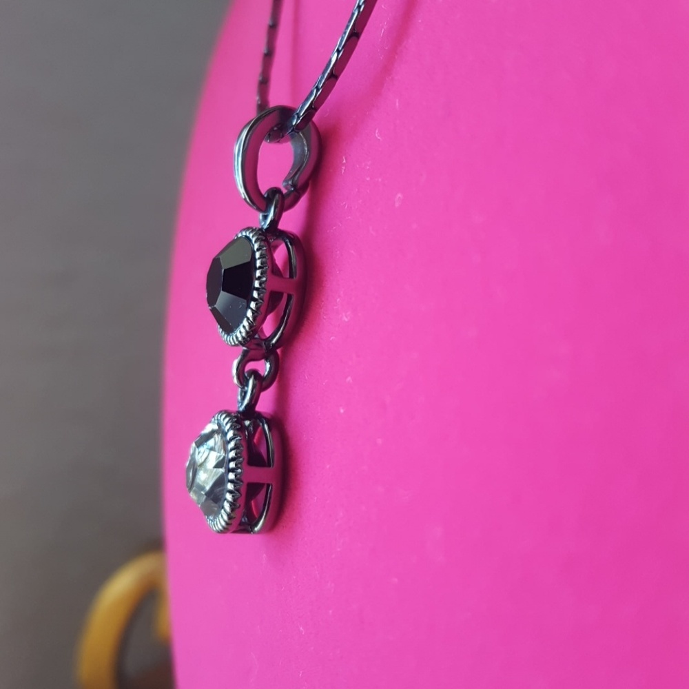 💕 Black and Gray Stacking Stone Necklace 💕 - Picture 4 of 6